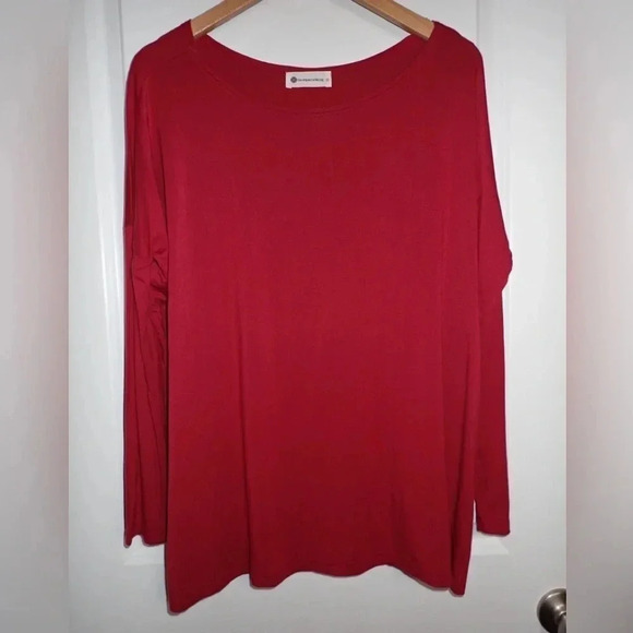 The Impeccable Pig Womens Blouse Burnt Orange Long Sleeve Scoop Neck Stretch S - Picture 1 of 5